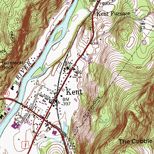 Topographic Map of Kent Town Hall, CT