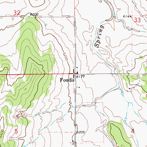 Topographic Map of Fondis, CO
