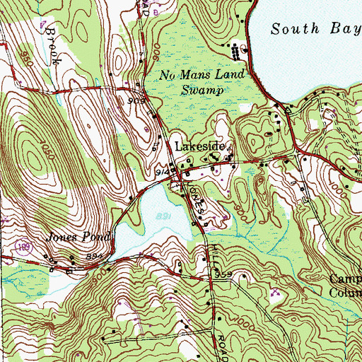 Topographic Map of Lakeside Cemetery, CT