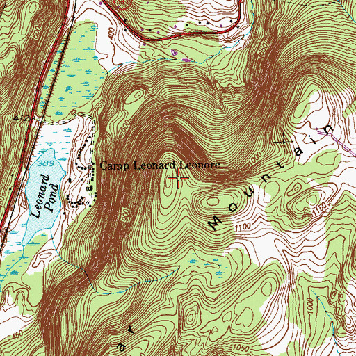 Topographic Map of Leonard Mountain, CT
