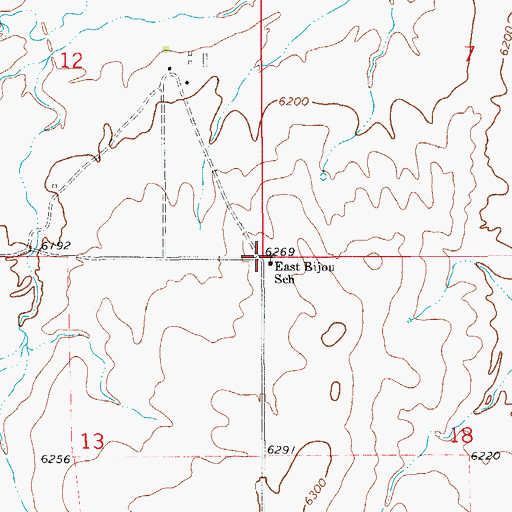 Topographic Map of East Bijou School, CO