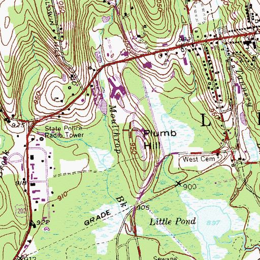 Topographic Map of Litchfield Intermediate School, CT