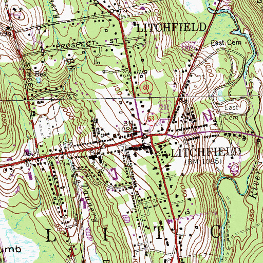 Topographic Map of Litchfield Town Hall, CT