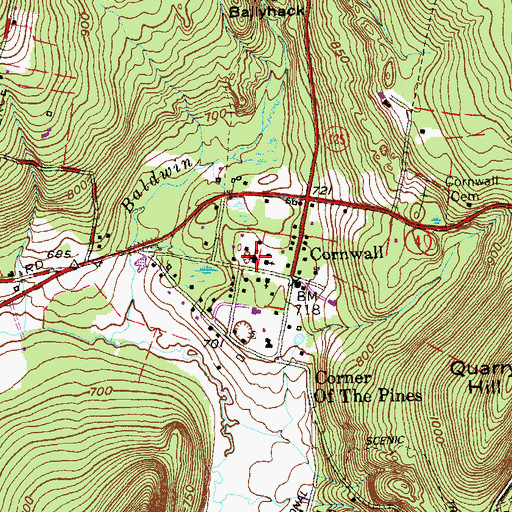 Topographic Map of Marvelwood School, CT