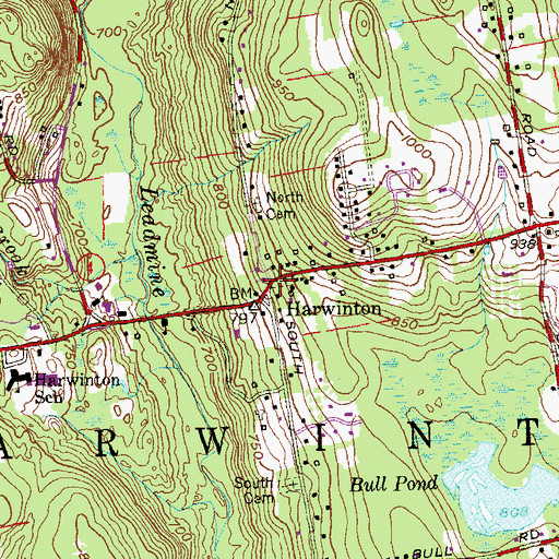 Topographic Map of Meetinghouse Hill, CT