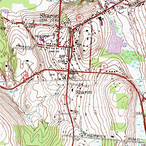 Topographic Map of Memorial Clock Tower, CT