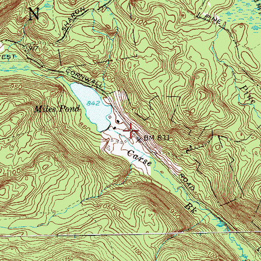 Topographic Map of Miles Wildlife Sanctuary, CT