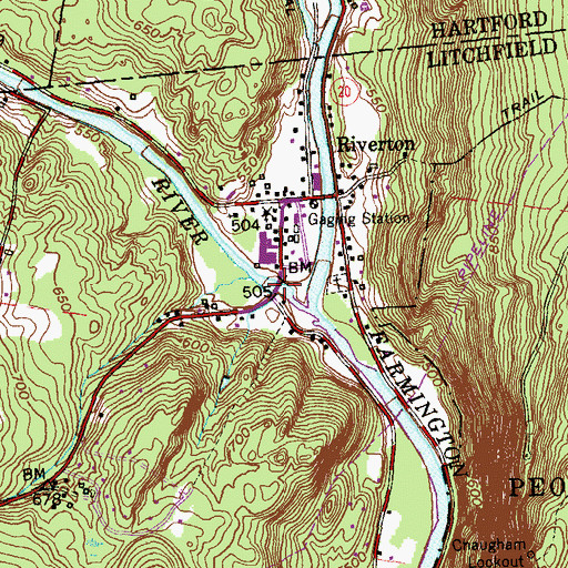 Topographic Map of Moore Bridge, CT