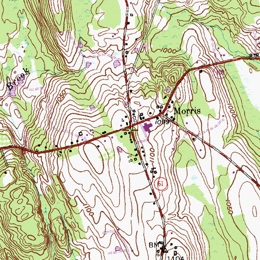 Topographic Map of Morris Historical Society Building, CT