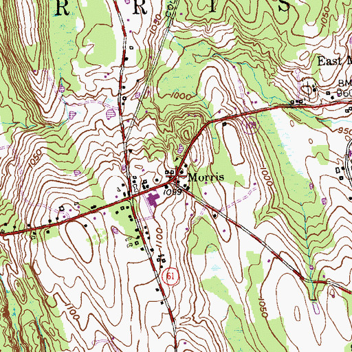 Topographic Map of Morris Public Library, CT
