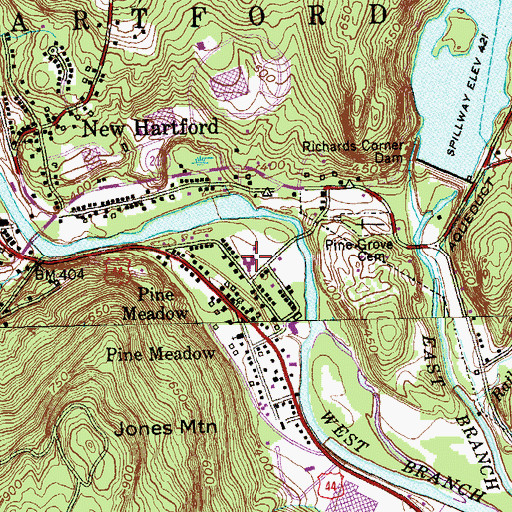 Topographic Map of New Hartford Elementary School, CT