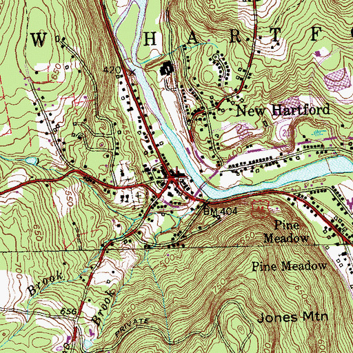 Topographic Map of New Hartford Free Public Library, CT