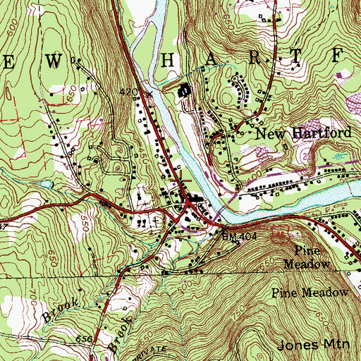 Topographic Map of New Hartford Post Office, CT