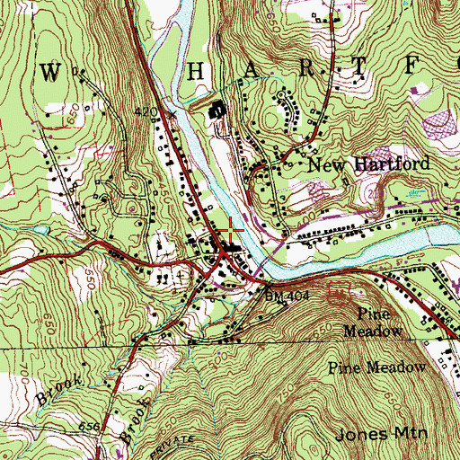 Topographic Map of New Hartford Town Hall, CT
