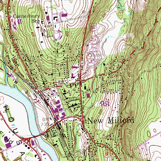 Topographic Map of New Milford Center Historic District, CT