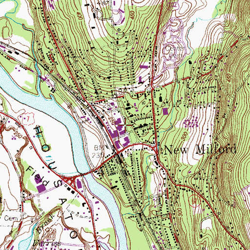 Topographic Map of New Milford Post Office, CT