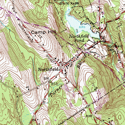Topographic Map of Northfield Congregational Church, CT