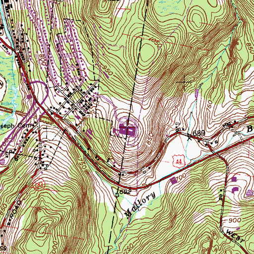 Topographic Map of Northwester Regional High School, CT