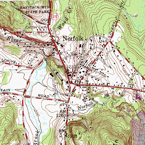 Topographic Map of Norfolk Historic District, CT