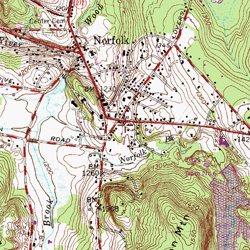 Topographic Map of Norfolk Historical Society Building, CT