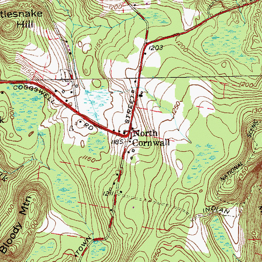 Topographic Map of North Cornwall Meeting House, CT