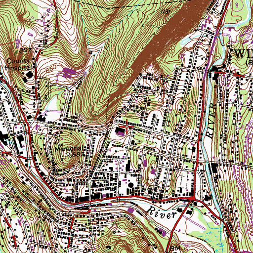 Topographic Map of Pearson Middle School, CT