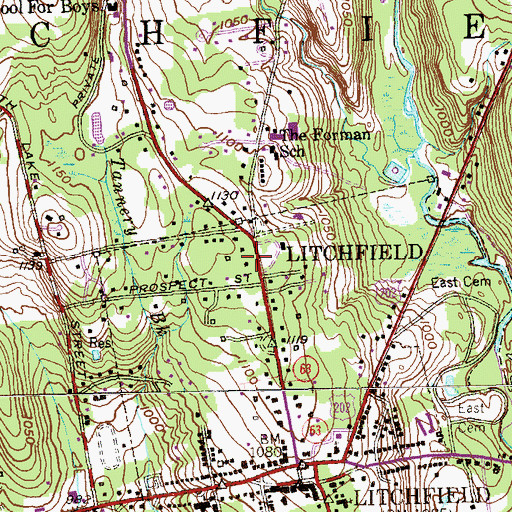 Topographic Map of Pierce Academy (historical), CT