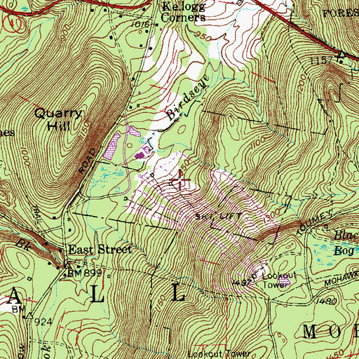 Topographic Map of Pine Lodge, CT