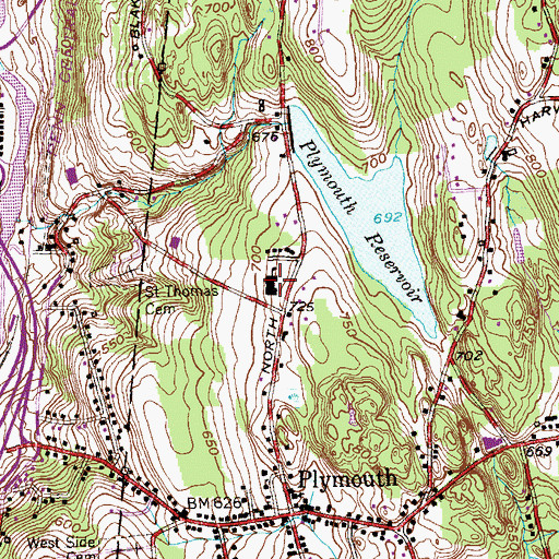 Topographic Map of Plymouth Center Elementary School, CT
