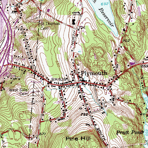 Topographic Map of Plymouth Congregational Church, CT