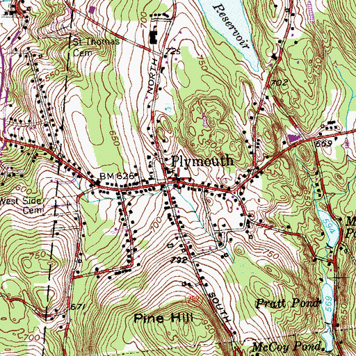 Topographic Map of Plymouth Library Association, CT