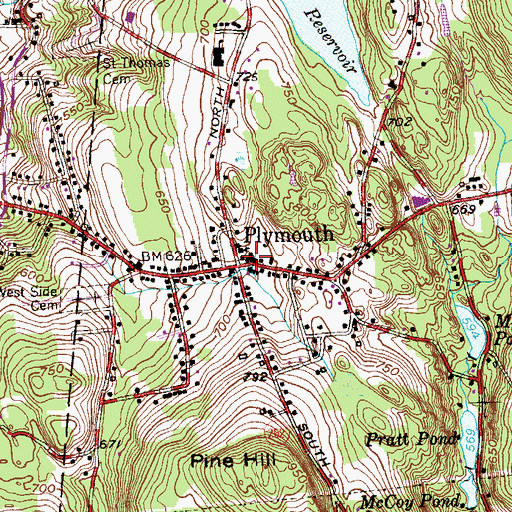 Topographic Map of Plymouth Post Office, CT