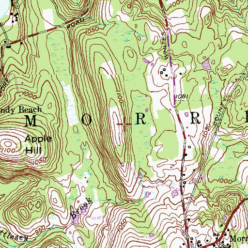 Topographic Map of Poor House Hill, CT