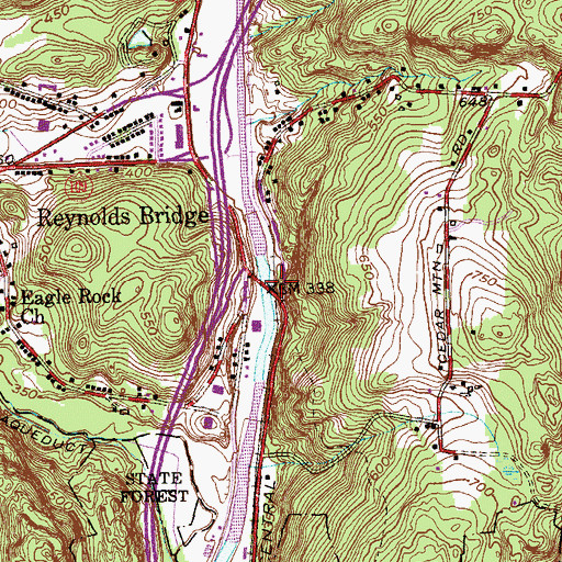 Topographic Map of Reynolds Bridge, CT