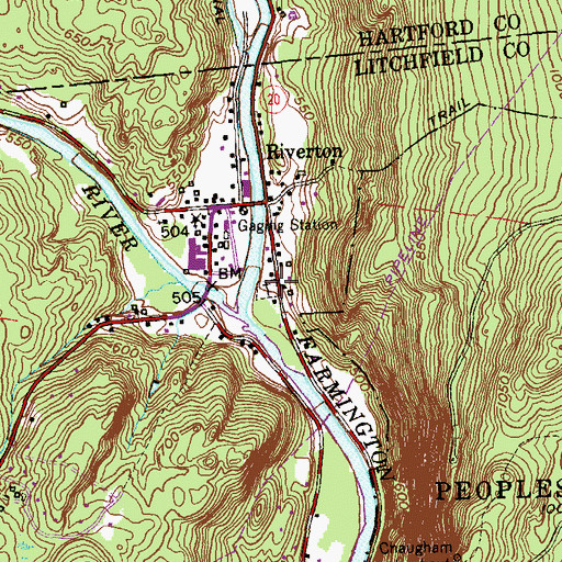 Topographic Map of Riverton Cemetery, CT