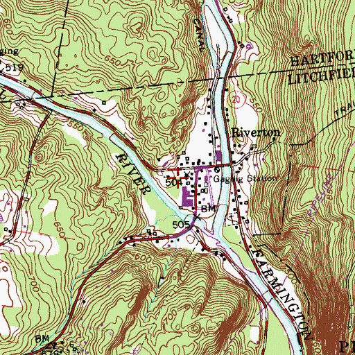 Topographic Map of Riverton Congregational Church, CT