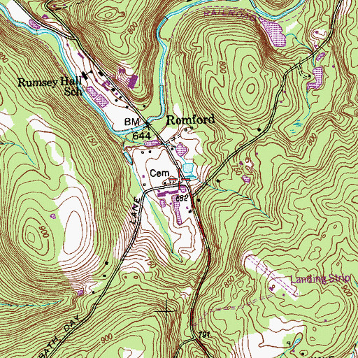 Topographic Map of Romford Cemetery, CT