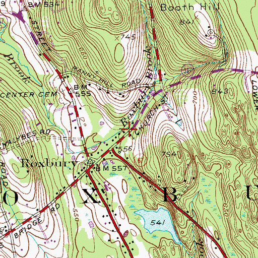 Topographic Map of Roxbury Congregational Church, CT