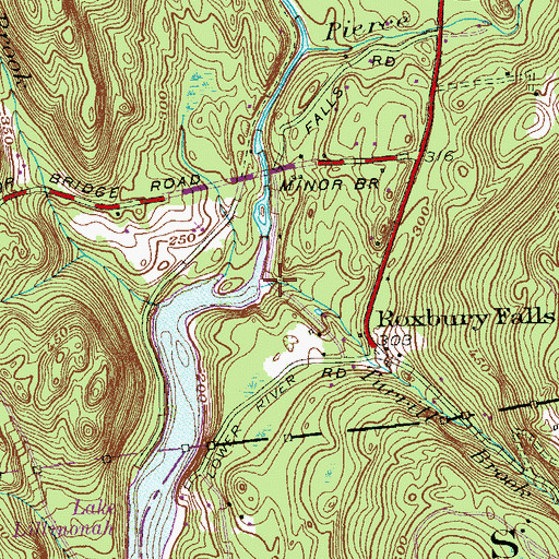 Topographic Map of Roxbury Falls, CT