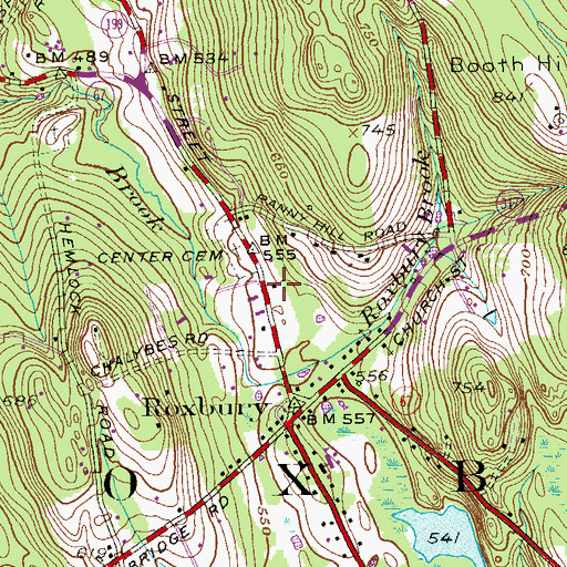 Topographic Map of Roxbury Post Office, CT