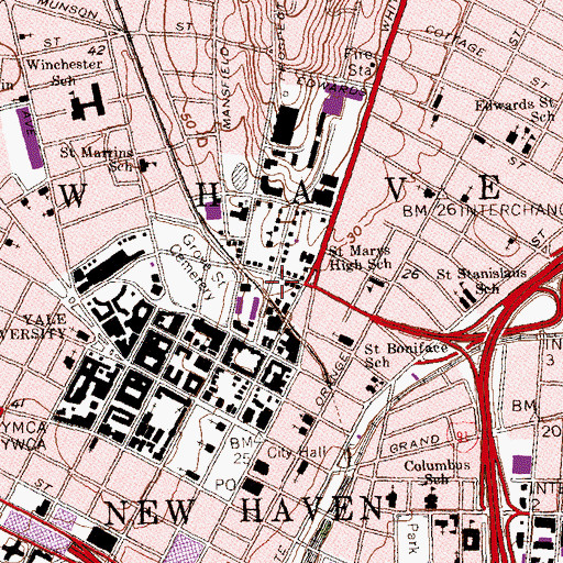 Topographic Map of Marsh Botanical Gardens, CT