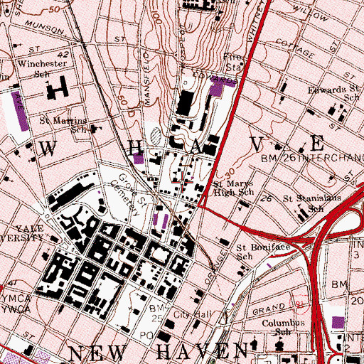Topographic Map of Marsh Building, CT