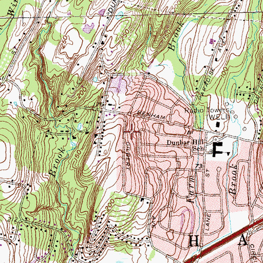 Topographic Map of Mary and James Dimeo Library, CT