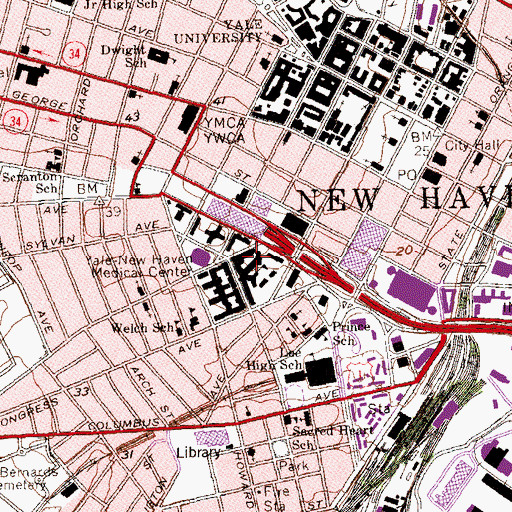 Topographic Map of Mary Harkness Auditorium, CT