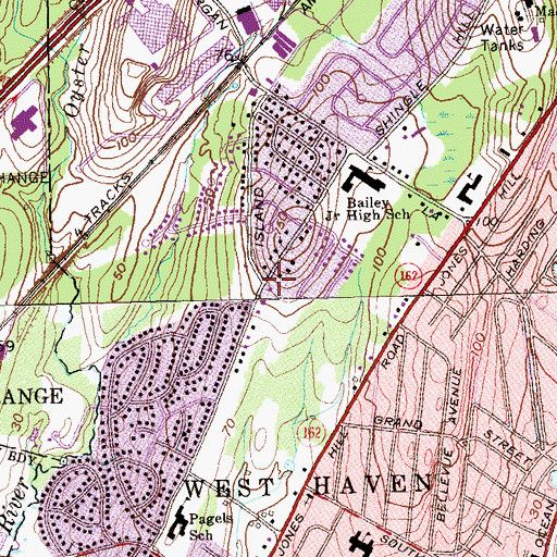 Topographic Map of Mason Branch Library, CT