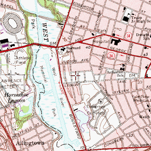 Topographic Map of Masonic Temple, CT