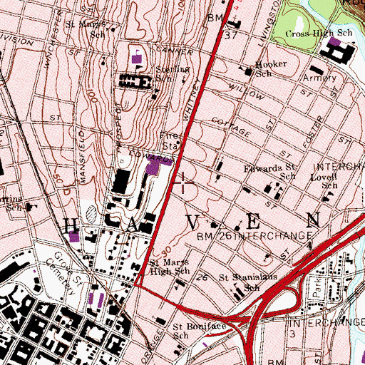 Topographic Map of Masonic Temple, CT