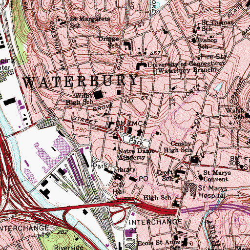 Topographic Map of Mattatuck Historical Society Library, CT