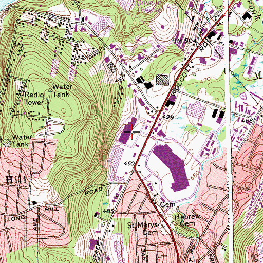 Topographic Map of Mattatuck Plaza Shopping Center, CT