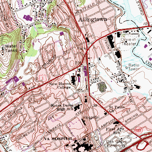 Topographic Map of Maxcy Building, CT